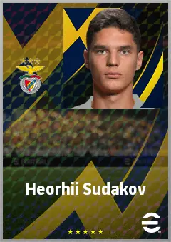 Heorhii Sudakov eFootball 2026 player card, 76 OVR AMF