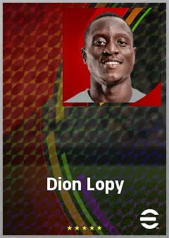Dion Lopy eFootball 2026 player card, 72 OVR DMF