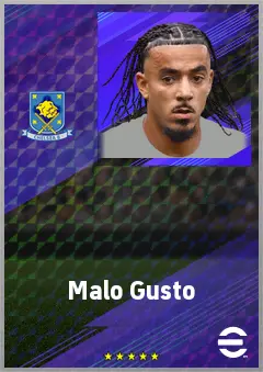 Malo Gusto eFootball 2026 player card, 75 OVR RB