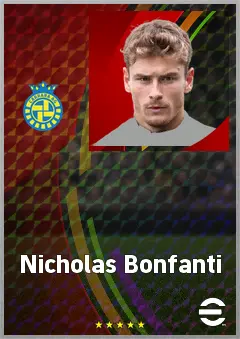Nicholas Bonfanti eFootball 2026 player card, 70 OVR CF