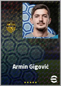 Armin Gigović eFootball 2026 player card, 71 OVR CMF