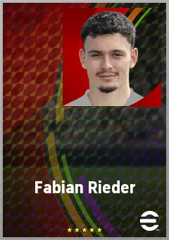 Fabian Rieder eFootball 2026 player card, 73 OVR AMF