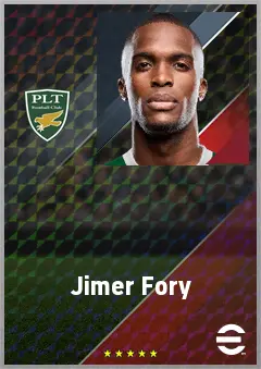 Jimer Fory eFootball 2026 player card, 71 OVR LMF