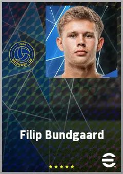 Filip Bundgaard eFootball 2026 player card, 69 OVR CF