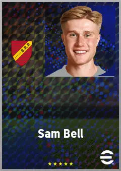 Sam Bell eFootball 2026 player card, 70 OVR LWF