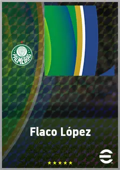 Flaco López eFootball 2026 player card, 76 OVR CF