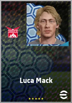 Luca Mack eFootball 2026 player card, 65 OVR DMF