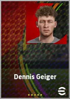 Dennis Geiger eFootball 2026 player card, 71 OVR CMF