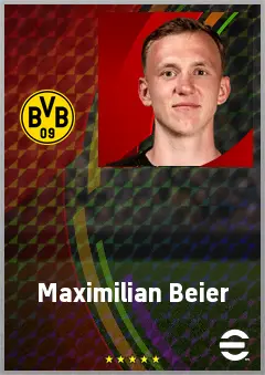 Maximilian Beier eFootball 2026 player card, 76 OVR CF