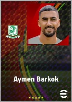 Aymen Barkok eFootball 2026 player card, 68 OVR CMF