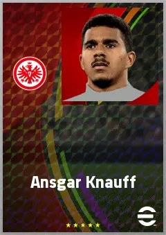 Ansgar Knauff eFootball 2026 player card, 74 OVR RWF