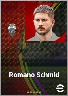 Romano Schmid eFootball 2026 player card, 76 OVR LWF