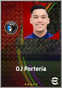 OJ Porteria eFootball 2026 player card, 65 OVR RWF