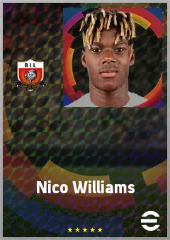 Nico Williams eFootball 2026 player card, 79 OVR LWF