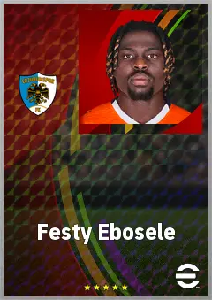 Festy Ebosele eFootball 2026 player card, 71 OVR RB
