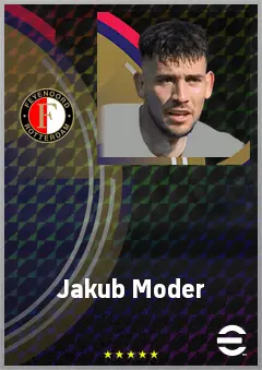 Jakub Moder eFootball 2026 player card, 72 OVR CMF