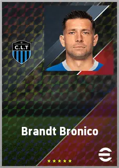 Brandt Bronico eFootball 2026 player card, 72 OVR CMF