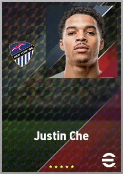 Justin Che eFootball 2026 player card, 67 OVR RB