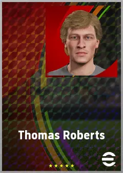 Thomas Roberts eFootball 2026 player card, 69 OVR CMF