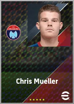 Chris Mueller eFootball 2026 player card, 72 OVR RWF