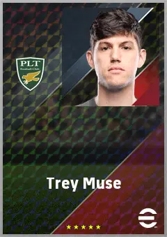 Trey Muse eFootball 2026 player card, 70 OVR GK