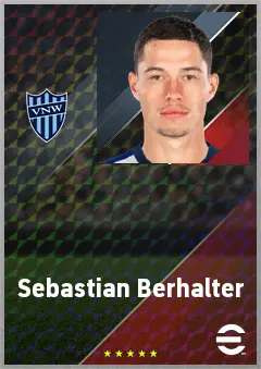 Sebastian Berhalter eFootball 2026 player card, 74 OVR CMF