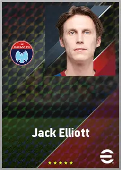Jack Elliott eFootball 2026 player card, 74 OVR CB