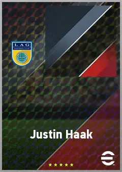 Justin Haak eFootball 2026 player card, 72 OVR CB