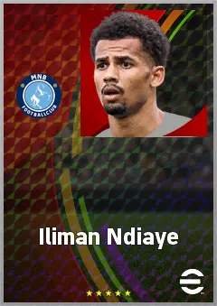 Iliman Ndiaye eFootball 2026 player card, 77 OVR RMF