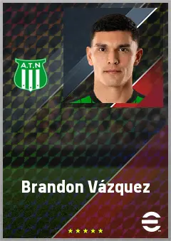 Brandon Vázquez eFootball 2026 player card, 74 OVR CF