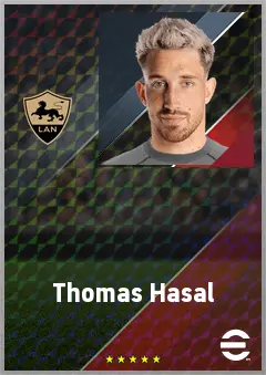 Thomas Hasal eFootball 2026 player card, 70 OVR GK