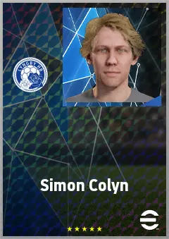 Simon Colyn eFootball 2026 player card, 68 OVR AMF