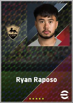 Ryan Raposo eFootball 2026 player card, 70 OVR RB