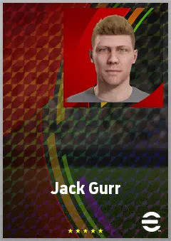 Jack Gurr eFootball 2026 player card, 71 OVR RB