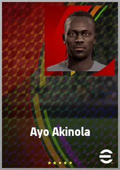 Ayo Akinola eFootball 2026 player card, 72 OVR CF