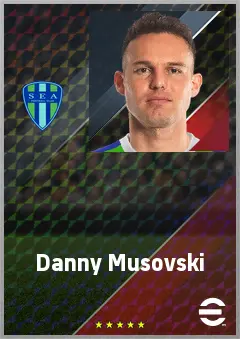 Danny Musovski eFootball 2026 player card, 73 OVR CF