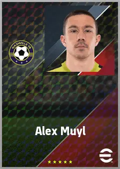 Alex Muyl eFootball 2026 player card, 72 OVR RWF