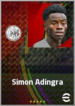 Simon Adingra eFootball 2026 player card, 76 OVR LWF