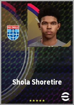 Shola Shoretire eFootball 2026 player card, 69 OVR LWF
