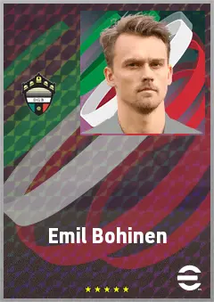 Emil Bohinen eFootball 2026 player card, 70 OVR DMF