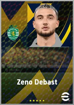 Zeno Debast eFootball 2026 player card, 74 OVR CB