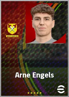 Arne Engels eFootball 2026 player card, 74 OVR CMF