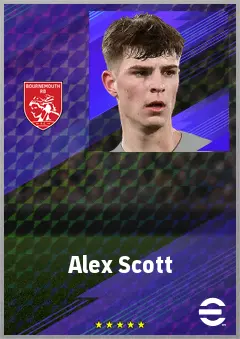 Alex Scott eFootball 2026 player card, 75 OVR CMF
