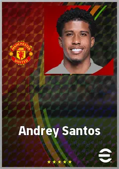 Andrey Santos eFootball 2026 player card, 75 OVR CMF