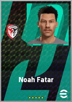 Noah Fatar eFootball 2026 player card, 68 OVR RWF