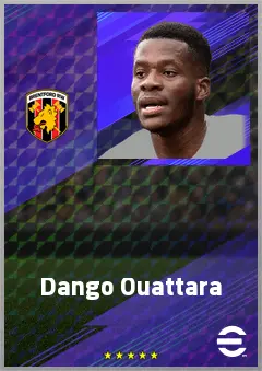 Dango Ouattara eFootball 2026 player card, 75 OVR LWF