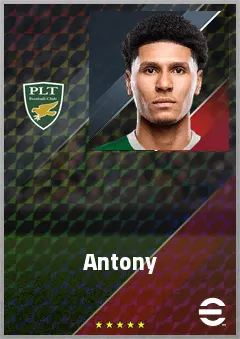 Antony eFootball 2026 player card, 74 OVR LWF