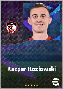 Kacper Kozłowski eFootball 2026 player card, 72 OVR AMF