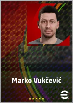 Marko Vukčević eFootball 2026 player card, 70 OVR RB