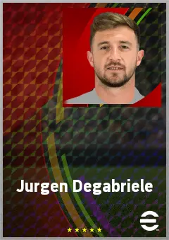 Jurgen Degabriele eFootball 2026 player card, 64 OVR LWF